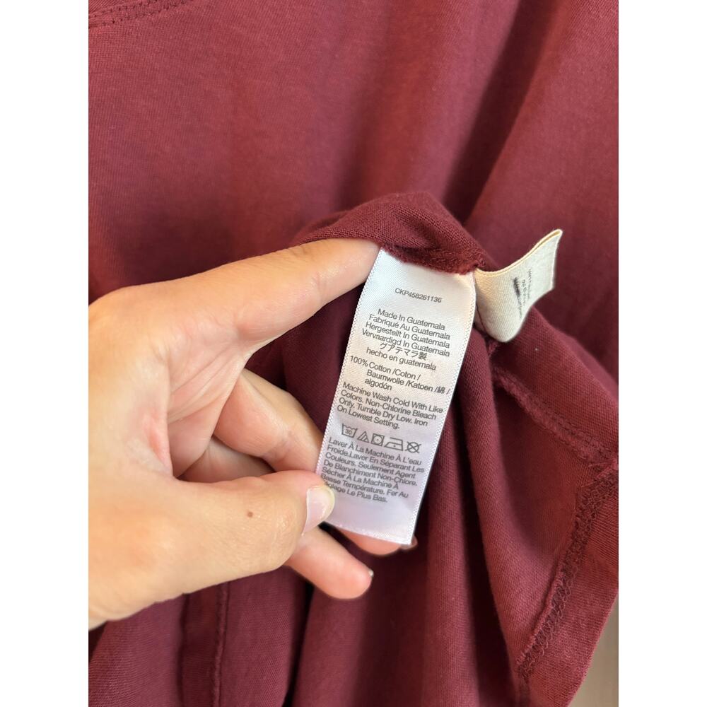 Madewell Women’s Oversized Long Sleeve Top 100% Cotton V Neck Red Size Small - Picture 6 of 7